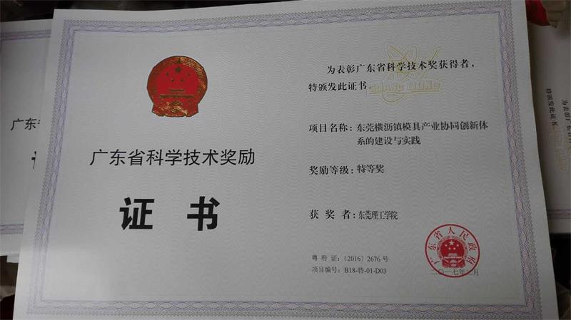 横沥项目获奖证书(修改）